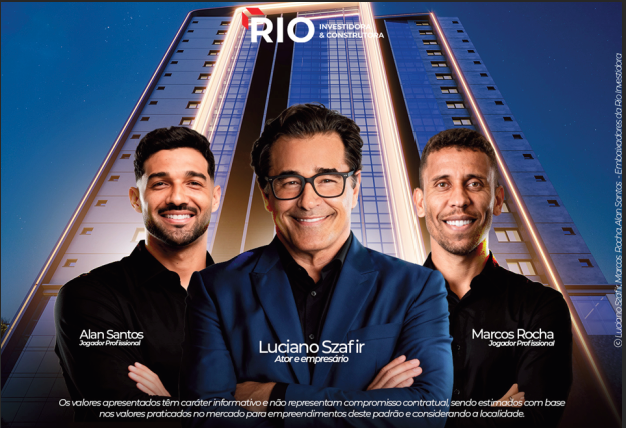 Embaixadores RIO Investidora — Luciano Szafir, Alan Santos e Marcos Rocha
